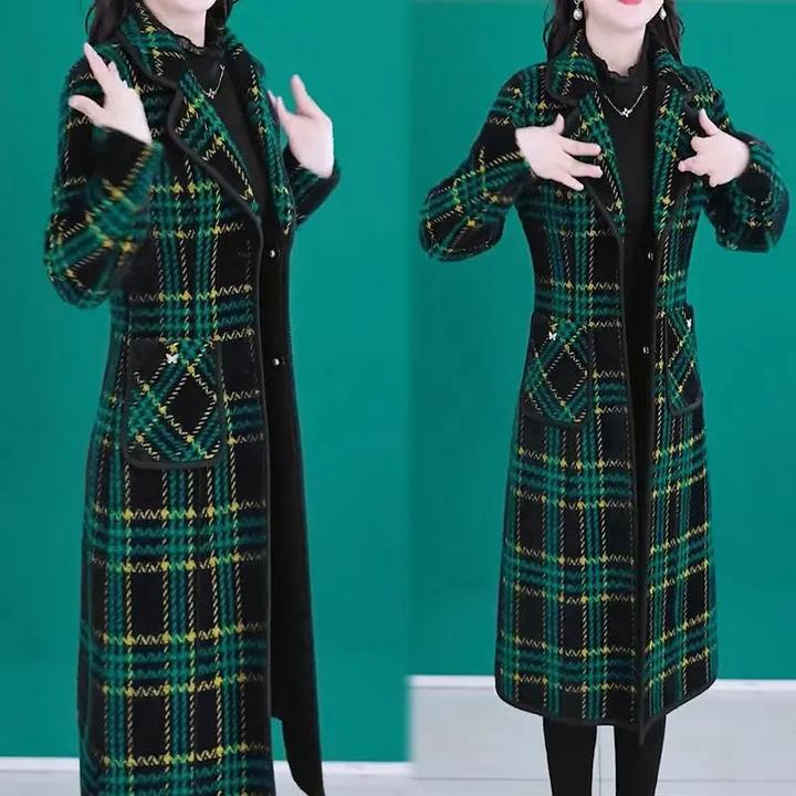 气质加绒加厚女款大衣秋冬新款修身显瘦洋气中长款外套春秋