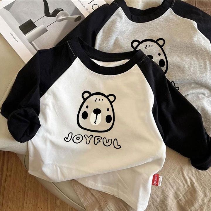 儿童长袖打底女童韩版纯棉新款T恤上衣小童春秋男童宝宝卡通百搭t