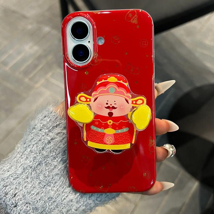 财神爷旋转元宝支架适用苹果iphone16promax手机壳15防摔14新年13