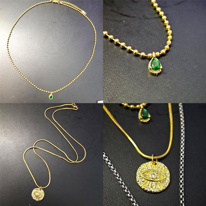 铜合金项链 布拉德·皮特Brad Pitt同款叠戴项链金色黑桃牌项圈款