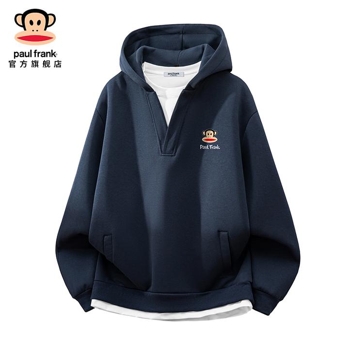 PaulFrank/大嘴猴潮流印花连帽卫衣男士秋冬新款宽松休闲加绒上衣