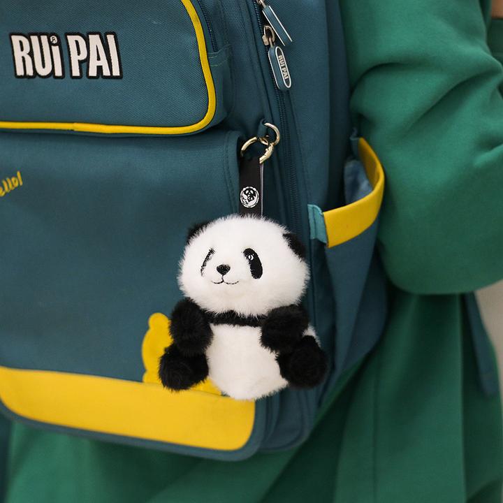 正版仿水貂毛熊猫花花布条小挂件毛绒玩具公仔成都基地同款质量好