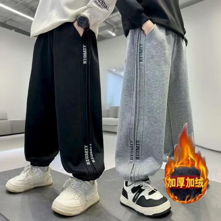 男童春秋款2025新款儿童中大童宽松舒适运动裤男孩加绒休闲卫裤潮