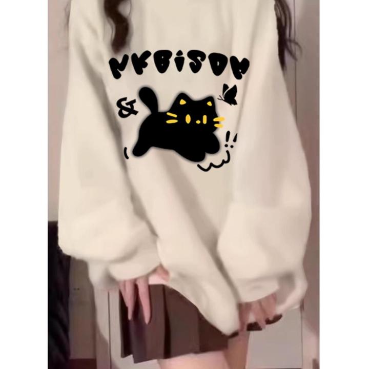 针织上衣圆领长袖秋冬季宽松重磅600克卫衣女款韩系入冬厚衣服