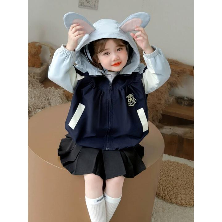 女童外套春秋款2025新款儿童兔子警官学院风夹克宝宝秋装洋气风衣