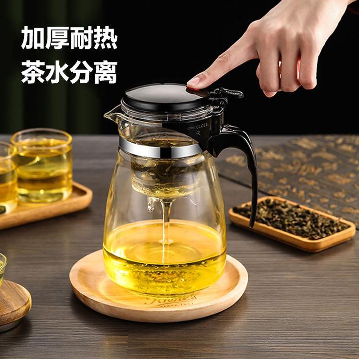 飘逸杯泡茶壶一键过滤大容量冲茶玻璃壶耐热加厚茶水分离泡茶杯茶