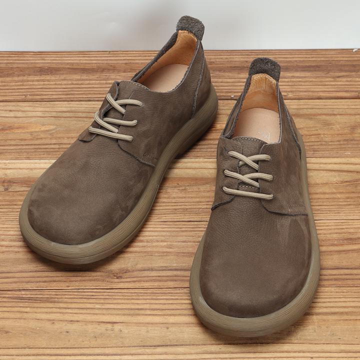 ICCLEK新款休闲皮鞋男软皮软底宽头复古时尚百搭超软潮流韩版皮鞋