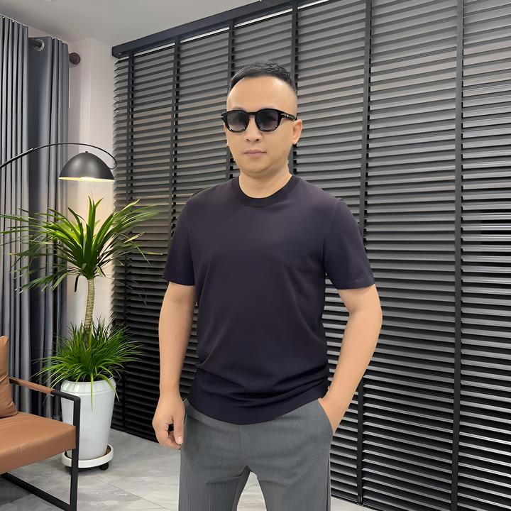 张先生欧货•668春夏款男士轻奢圆领伊力特针织商务休闲弹力短袖