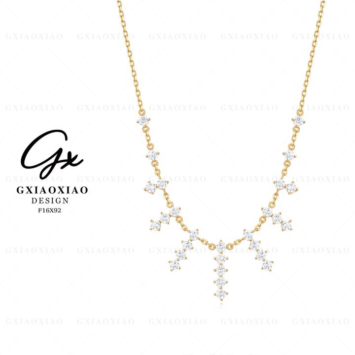 G XIAOXIAO 镀K金 【星芒凝金】高级感百搭瀑布流苏项链 F16X92
