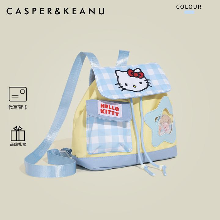 CASPER&KEANU多巴胺格子Kitty双肩包女2025新款高颜值可爱小背包