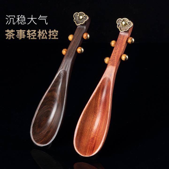 高档新款黑檀木花梨实木茶勺家用茶具配件茶叶罐取茶勺子茶则茶荷