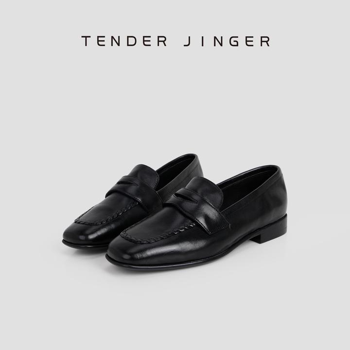 Tender Jinger｜线下专供 小方头低跟英伦风乐福鞋 M250722