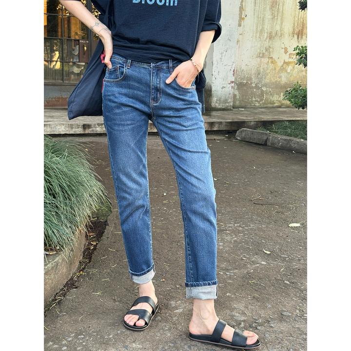 LANGQING 窄版复古夏季薄款直筒百搭水洗牛仔裤44651/44899#
