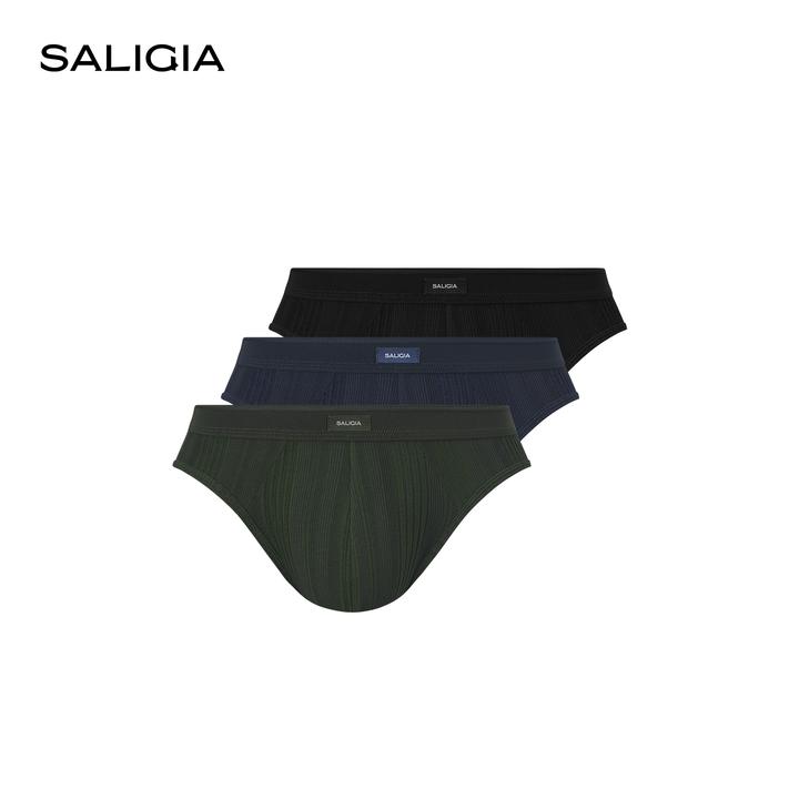 SALIGIA强权之下错落立体条纹柔光莫代尔织物男士三角内裤