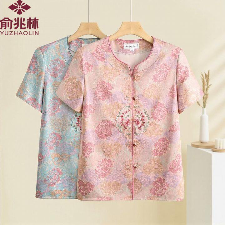 俞兆林妈妈春装衬衫2025新款中老年人七分袖上衣女洋气奶奶衣服气