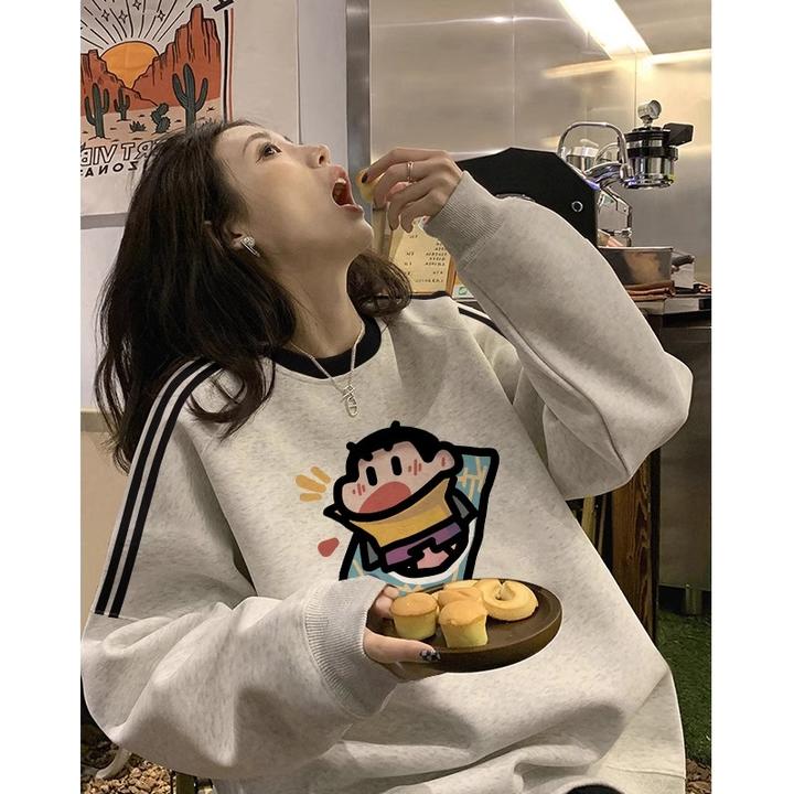 【帝韵】新款三条杠卫衣女加绒加厚宽松休闲加厚秋季秋冬上衣