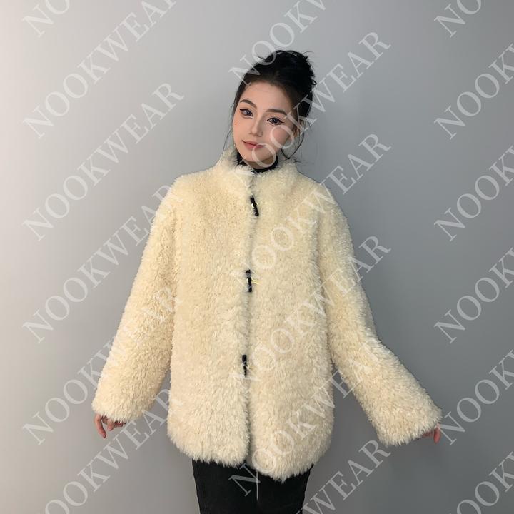 NOOKWEAR2024新款慵懒风韩系立领仿羊羔毛冬季皮毛一体小香风外套