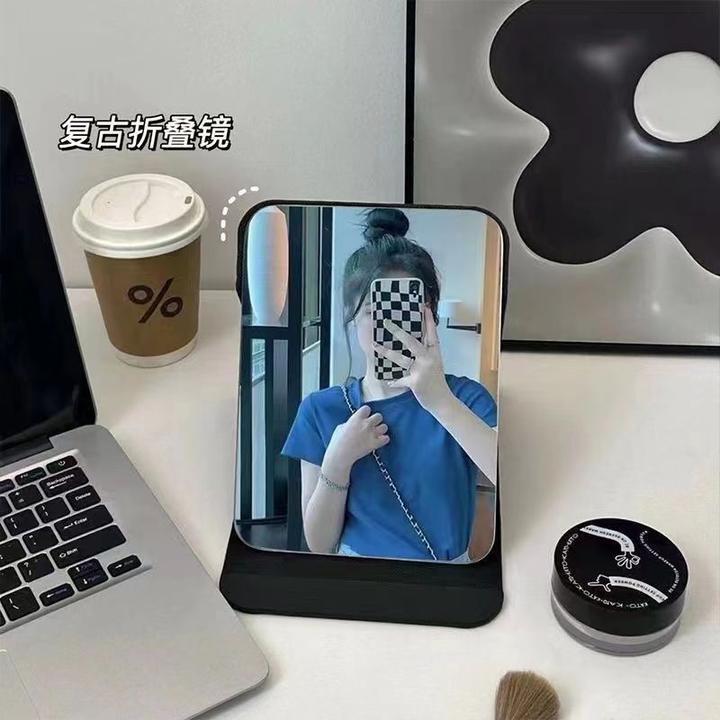 便携女学生化妆镜迷你梳妆镜随身携带折叠公主ins风宿舍必备E389
