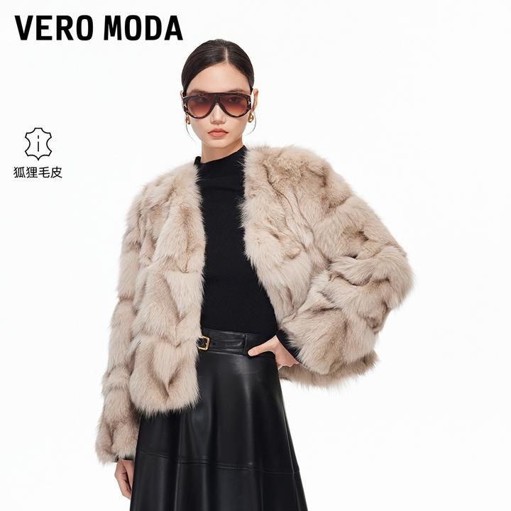 Vero Moda皮草女2025冬季新款狐狸毛皮外套个性时髦百搭3254FU004
