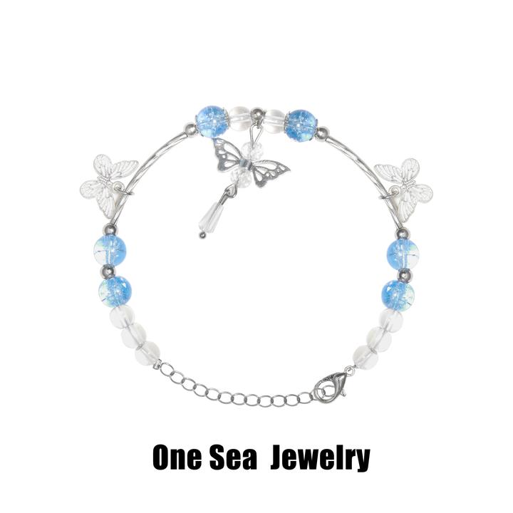 非金属玻璃手链 爆裂碎花蝴蝶手串新中式时尚超仙手饰送闺蜜轻奢