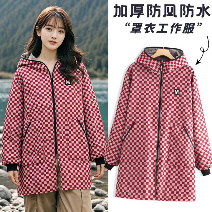 加厚加绒罩衣防风保暖家用长袖围裙女外穿干活工作服成人定制印字