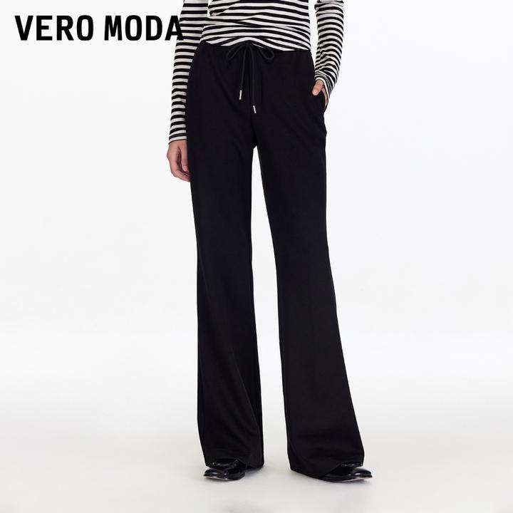 Vero Moda休闲裤【腿精裤】抽绳设计高腰微喇裤流光风325374005