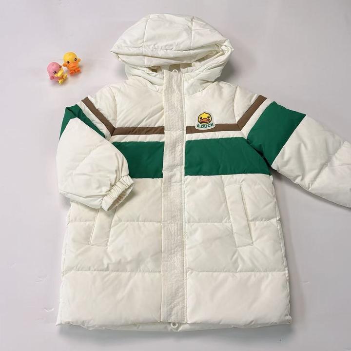 B.DUCK小黄鸭顽童日记拼接连帽保暖时尚男女童装百搭羽绒服 A012
