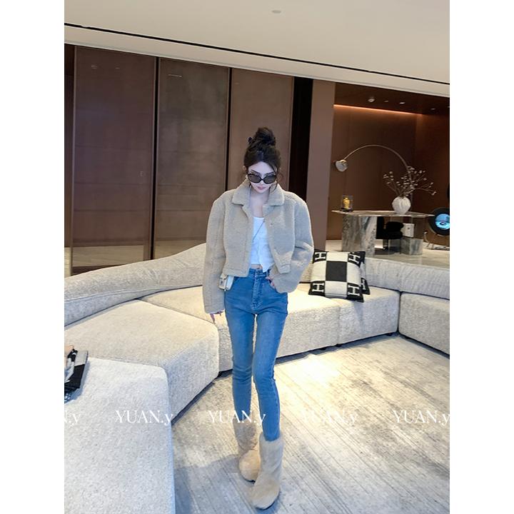 媛媛【不挑身高】蓝色牛仔裤女高腰紧身小脚裤秋冬显瘦铅笔裤#K1247