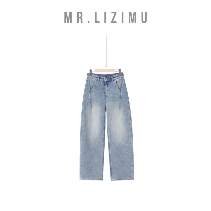 李子木先生时尚简约加绒弯刀牛仔裤女款爆款2025新款宽松休闲裤子