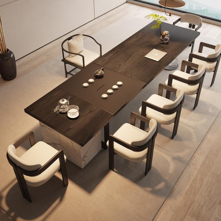 宋代美学办公实木茶桌椅组合4-6人茶桌全套客厅喝茶桌茶台一整套