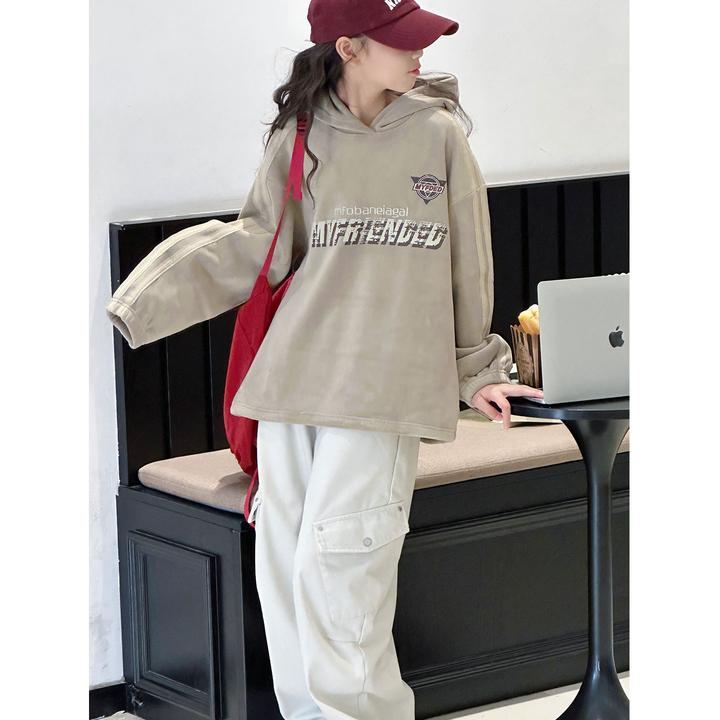 K30236孙小美潮流女童卫衣秋冬2025新款大童儿童加绒加厚连帽上衣