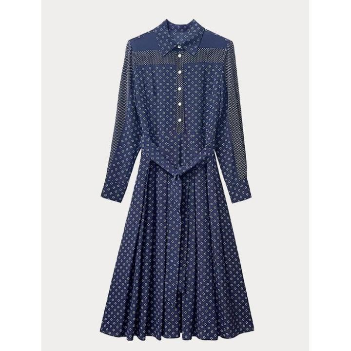 CLOTHING/墨含曼哈顿优雅收腰显瘦桑蚕丝连衣裙A23.WJ17