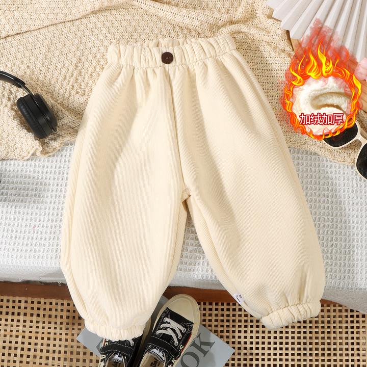 儿童加绒秋冬灯笼裤男女宝宝冬季保暖外穿长裤男女童加厚休闲裤