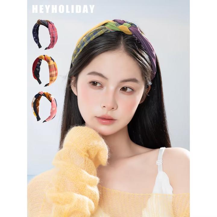 混色拼接打结发箍气质百搭少女温柔发饰时尚编织简约韩版复古头饰