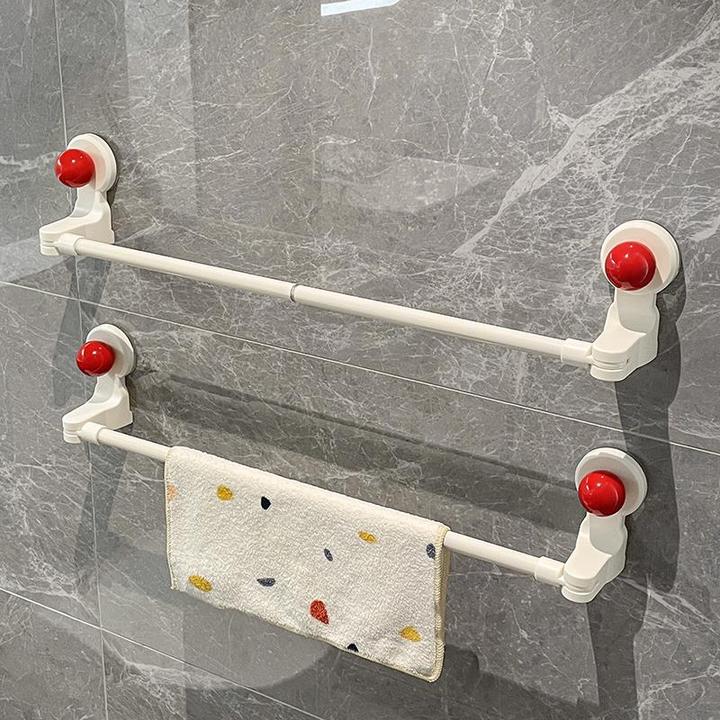 卫生间吸盘伸缩毛巾杆墙上壁挂免打孔毛巾置物架厕所浴巾收纳挂杆