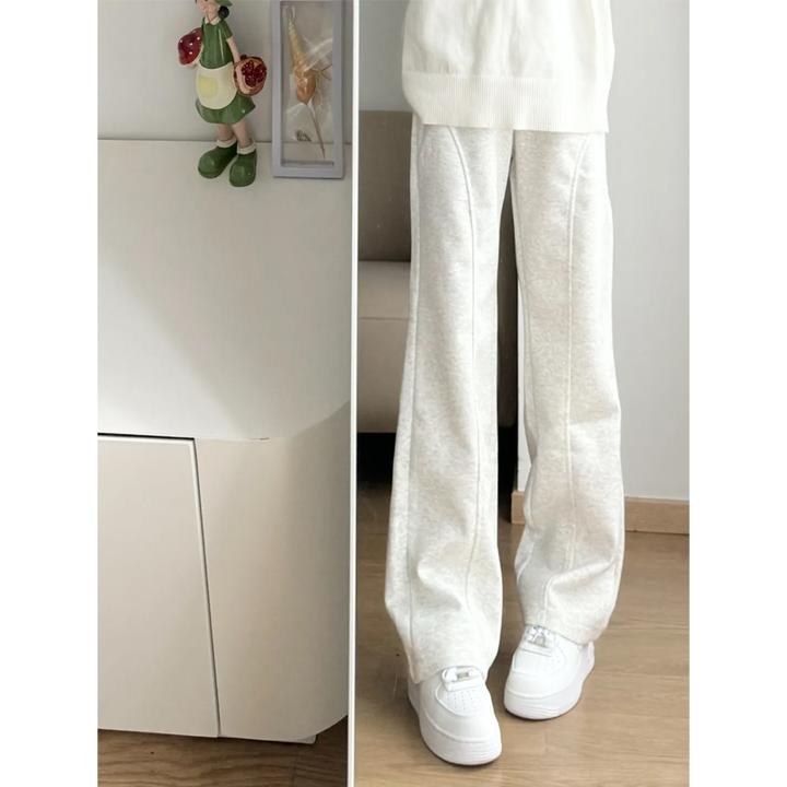 白花灰色重磅卫裤男款秋季美式显高显瘦裤子直筒垂感斜切休闲长裤