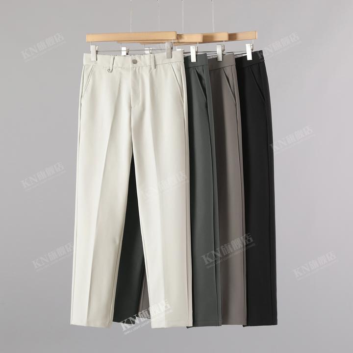 【断码五折】复古简约纯色直筒立体裁剪长裤轻奢百搭免熨烫休闲裤男
