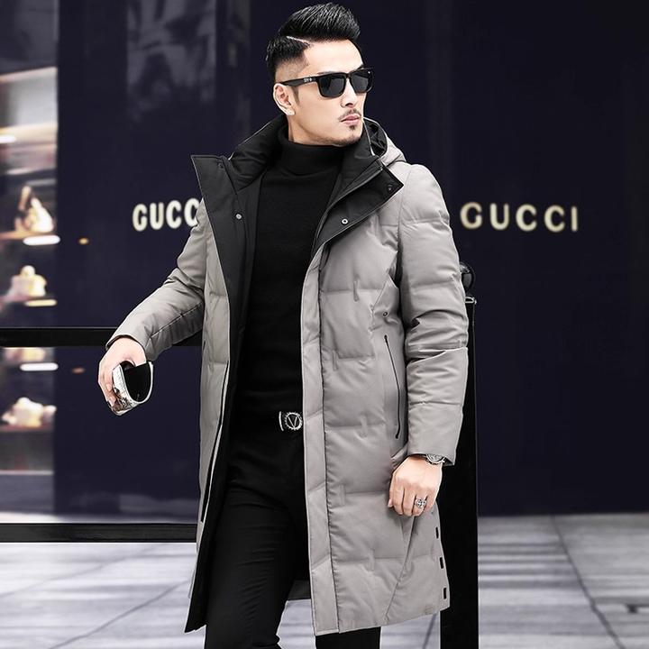 斯洛加霍特冬季羽绒服男中长款加厚保暖连帽休闲爸爸冬装新款外套