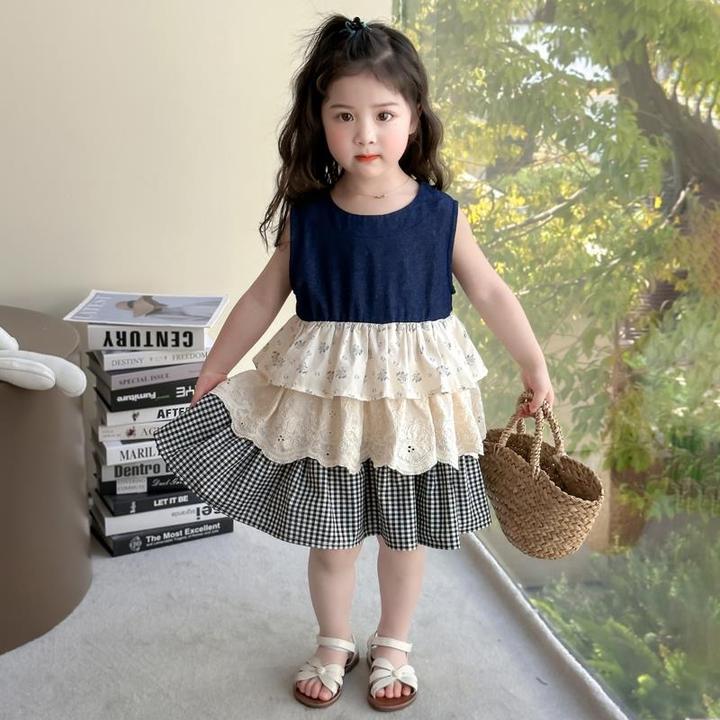 女童夏装2025新款连衣裙儿童夏季薄款洋气小女孩宝宝牛仔公主裙子