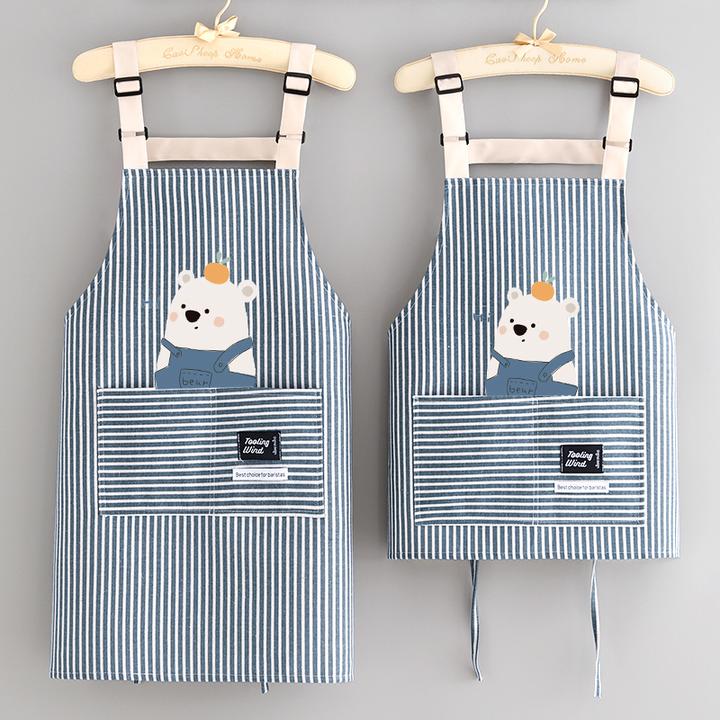 简约棉麻围裙定制印字厨房做饭可爱围腰餐饮上班专用工装防污耐脏