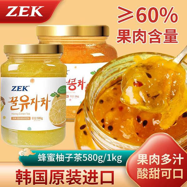 ZEK韩国进口食品蜂蜜柚子茶580g早餐面包秋冬季冲饮果酱零食酸甜