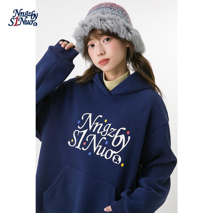 初中生连帽加绒印花宽松卫衣C25DW1155C