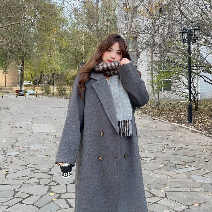 韩版宽松双面羊毛大衣2025款气质时尚小个子百搭羊毛大衣外套