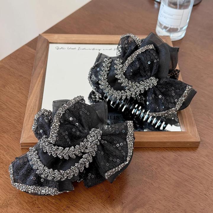 法式轻奢珍珠蝴蝶女2025新款复古小众高级感夹子爆款鲨鱼夹高级感