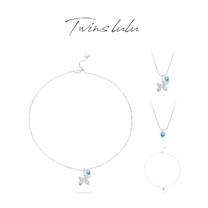 TWINS LULU 镀K金 【小狗】明星同款饰品蓝色爱心项链TSJ7928