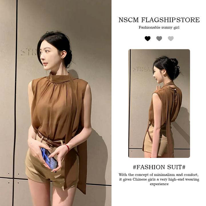 NSCM洋气衣服套装网红上衣气质百搭修身显瘦夏季上衣短裤两件套