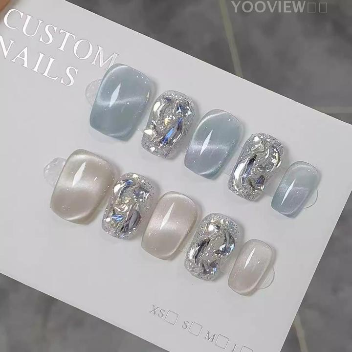 【YOO VIEW柚见】纹猫眼纯手工穿高质量穿戴甲片推荐20新款穿戴甲