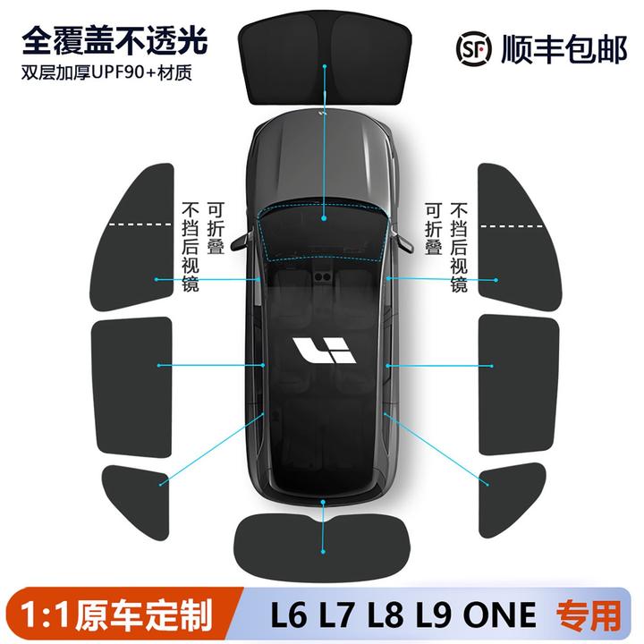 理想L6L7L89ONE汽车遮阳帘侧窗全车窗前挡遮挡隐私帘防晒隔热专用