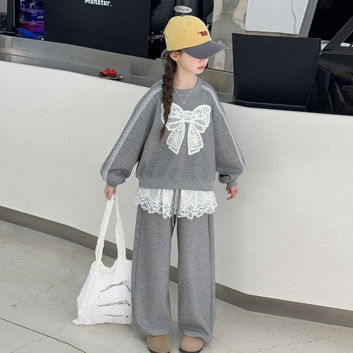 韩系女童春装卫衣套装2025新款女大童春秋蝴蝶结衣服儿童早春穿搭