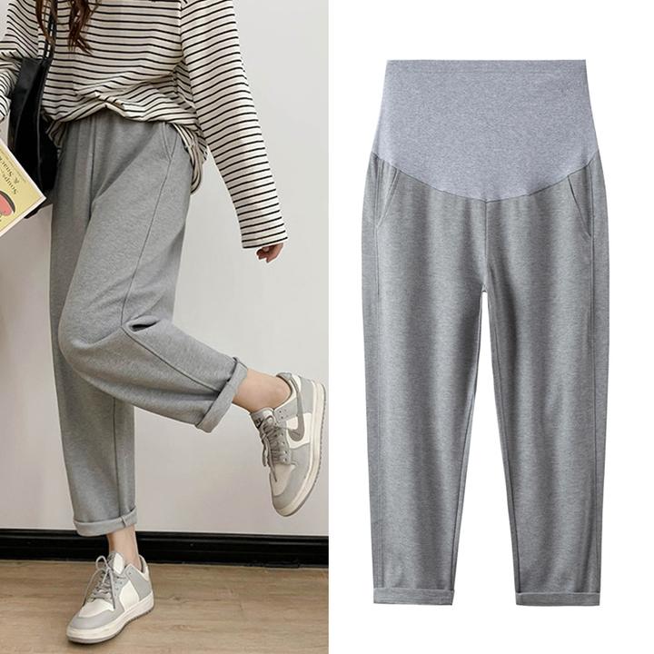 孕妇裤春秋款外穿大码宽松托腹孕妇休闲裤九分裤秋季小个子秋冬